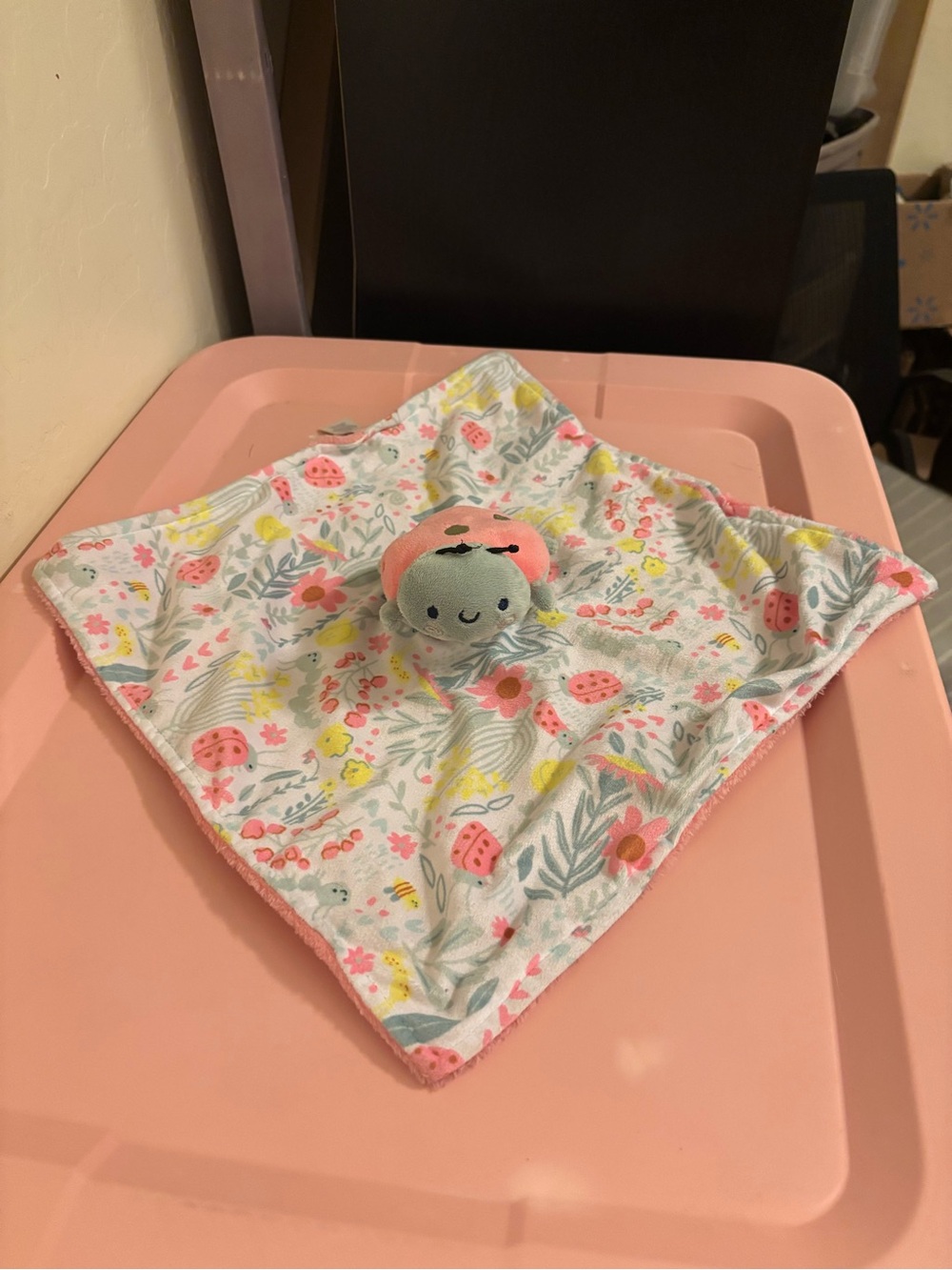 Carter's Pink Floral Ladybug Lovey Security Blanket